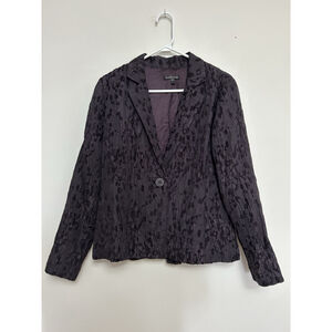 Eileen Fisher Chenille Silk Water Lilly Blazer Structured Quiet Luxury Jacquard